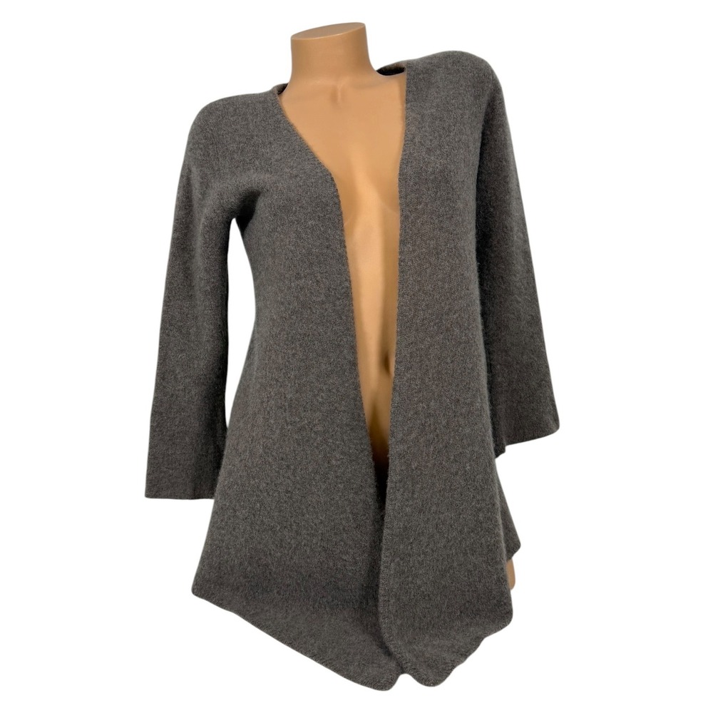 Premise Cashmere Womens Brown Grey Open Front Asymmetrical Cardigan XL